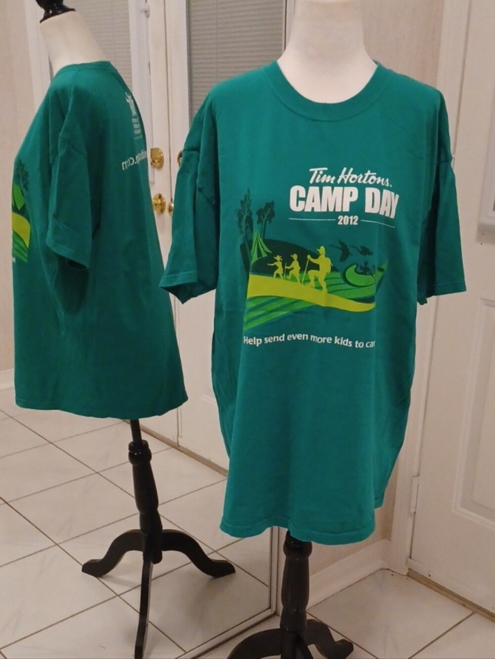 4/$40 Green Tim Hortons Camp Day T-Shirt - Size Large